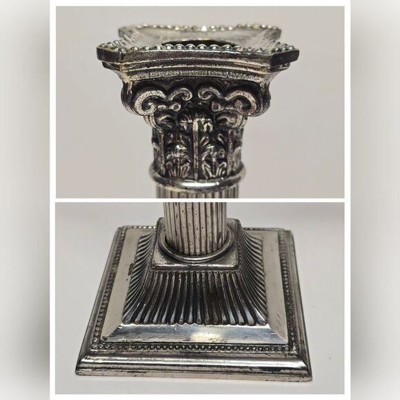 VTG WA William Adams Spain 10" Candlesticks Silver Plated Neoclassical Columns - Picture 3 of 8